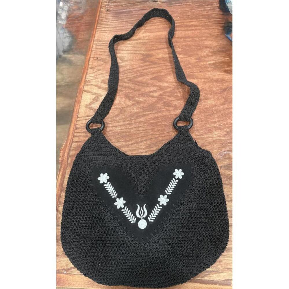 Black Crotchet Crossbody Purse